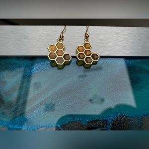 Stainless Steel Enamel Honeycomb Earrings